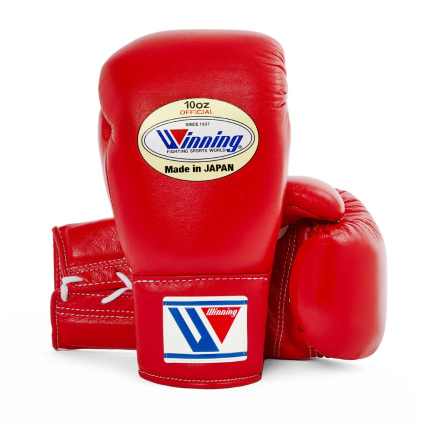 Winning Professional MS-300 Lace-Up Boxing Gloves Red