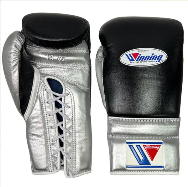 Winning MS600 16oz Pro Boxing Gloves(Black/Silver)